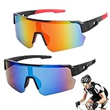 WuGU Sportbrille, 2 Stück Schnelle Brille Rave, Polarisiert Fahrradbrille, Sport Sonnenbrille Herren Damen, UV400 Schutz Radsportbrillen für MTB Rennrad Outdoorsport Radfahren