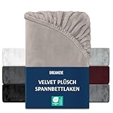 DREAMZIE Premium Frottee Spannbettlaken 140 x 200-160 x 200, Cashmere-Touch Bettlaken Jersey Fleece Spannbetttuch Laken, Taupe