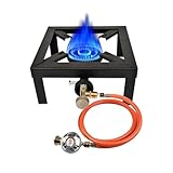 hzexun Gas Hockerkocher 6 KW Campingkocher Gaskocher Gas Kocher,Campingkocher Inklusive 1.5m Schlauch und 50 mbar Druckregler,Gaskocher Camping Für Camping und Outdoor
