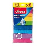Vileda Mikrofasertücher Colors, Allzwecktücher Multipack aus Mikrofasern, 30 x 30 cm, Mehrfarbig zur Unterscheidung der Anwendungsbereiche, 8er Pack