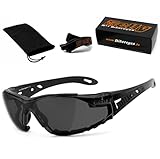 HELLY® - No.1 Bikereyes® | Bikerbrille, Motorrad Sonnenbrille, Motorradbrille | beschlagfrei, winddicht, bruchsicher, Polster & Band | TOP Tragegefühl | Brille: moab 5 (Schwarz)