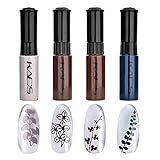 4 Farben Nagellack Set Dual Use stamping nagellack bunter einfarbig Druck Polnischen Stempeln Lack Maniküre Design Nagel Kunst Drucken Haken line Malerei Werkzeug
