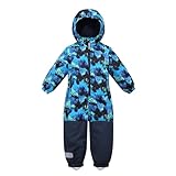 Owntop Schneeanzug Kinder Unisex, Schneeoverall Mädchen Jungen, Winddicht Wasserdicht Skianzug mit Kapuze Reißverschluss (Hellblau Tarnung,122)