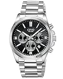 CIVO Uhren Herren Edelstahl Chronograph: Silber Armbanduhr Herren mit Datum - Wasserdicht Quarz Uhr Mode Casual