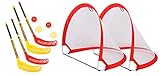 Bandito FunHockey Komplettset, für Kinder, 4 Hockey Schläger, 4 Bälle und 2 Faltbare Pop Up Tore, Floorball Stick, Streethockey, Indoor und Outdoor, Teamsport, Schulen, Garten, wetterfest