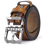 BISON DENIM Herrengürtel Leder Kleid Echtes Leder Classic Heavy Duty Schnalle Gürtel Casual für Jeans