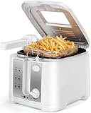 Aigostar 2,5L Fritteuse (1650W) - abnehmbarem Korb, Temperaturregelung, Antihaftbeschichtung, Sichtfenster & Kontrollleuchte, fettarmes Frittieren - weiß