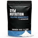 CREATIN (KREATIN) PULVER - Creatine Monohydrate 120g Pulver - EXTRAPURE Ultra hohe Reinheit ohne Zusätze- Vegan Monatskur - Abgefüllt in Deutschland