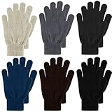 Boyiee 6 Paar Strickhandschuhe Erwachsene Vollfinger Handschuhe für Unisex Damen (Dunkelgrau, Hellgrau, Khaki, Kaffee, Grün, Schwarz, M)
