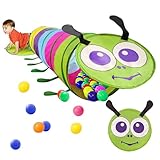Porgeel 46x180 cm Kinder Spielen Tunnel für Kleinkinder Tunnelspielzeug Buntes Raupe Form niedliches Crawl durch Tunnelspielzelt