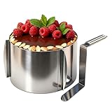 Yizish Tortenring Verstellbar 15 cm + Winkelpalette Torte Extra Hoch 14 cm, 16-30 cm Verstellbar Backring Edelstahl Mit Skala zum Backen, Tortenform zum Dekorieren (Hoch 15cm)