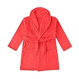 Kleinkind-Baby-Mädchen-Outfits Bademäntel Mädchen Flannel Jungen Schlafanzüge nachts bekleidet Handtuch Kleinkind solide Nachtkleid Mädchen Outfits & Set Body Rüschen Baby (Red, 3-5 Years)