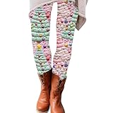 Topassion Weihnachtsmotiven Strumpfhose Thermo Leggings Damen Christmas High Waist Gefütterte Sportleggins Weihnachten Druck Blickdicht Jeggings Frauen Winter Warme Weihnachtsstrumpfhose(Gold,S)