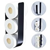 Toilettenpapier Aufbewahrung Schwarz Für 3 Rollen, Ersatzrollenhalter Toilettenpapier Ohne Bohren, Klopapier Aufbewahrung, Metall Toilettenpapierhalter, Klorollenaufbewahrung Wand