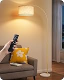 EDISHINE Dimmbar Bogenlampe Wohnzimmer, E27 Stehlampe mit LED-Glühbirne & Fernbedienung, Standleuchte Stufenlos dimmbar & Farbtemperature, 143-176cm Höhenverstellbar, drehbarer Lampenkopf