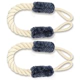 AYESY Türstopper Klinke, 2 Stück Türkordel Klemmschutz, 60 cm Baumwolle Türstopper Seil für Haustier und Kinder Fingerschutz, Türklinken stopper, kein Zuknallen der Tür mehr(Blau)