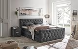 CASHFIELD 8 Boxspringbett mit Bettkasten 180x200, Anthrazit - Bequemes Doppelbett mit 7-Zonen-Federkern Matratze & Kaltschaum Topper mit Klimaband - 200 x 113 x 225 cm (B/H/T)