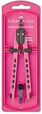 Faber-Castell | Schnellverstellzirkel | Zirkel Pink mit gefüllter Minendose und Aufbewahrungsbox | 174339 | 340mm ⌀ | Rutschfeste Nadel- und Minenklemmung
