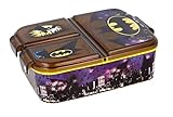 Theonoi Kinder Brotdose Lunchbox Sandwichbox - mit Fächern - Brotbox mit Unterteilung - aus Kunststoff BPA frei (Batman)