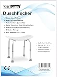 ART-LAND Duschhocker, 6-Fach höhenverstellbar 40-53 cm, Sitzfläche 51,5x31 cm, Belastbar bis 136 kg, Rutschsicher, Weiß