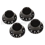 Set mit 4 'Top Hat' Kontrollknöpfen für E-Gitarren (Push-Fit) (schwarz)