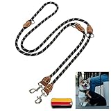 Hundeleine 3M Große Hunde Doppelleine Reflektierend, Premium Hunde Leine 3fach Verstellbar Umhängeleine aus Nylon, Führleine Hund Rund und Bissfest mit 2 Karabiner Dog Lead 14mm