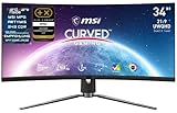 MSI ARTYMIS 343CQRDE 34 Inch 1000R Curved Gaming Monitor, 3440 x 1440 (UWQHD), 165 Hz, 1ms, AMD FreeSync Premium, VA, 21:9 Ultrawide, HDR400, Black