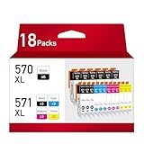 kamo 570 571 XL Druckerpatronen Kompatibel mit Canon PGI570 CLI571 CLI-571XL CLI-571XL Patronen Multipack (18er-Pack), für Pixma TS5050, TS5055, MG5750, MG5751, MG6850, MG6851, MG7750, MG7751