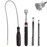 SENLINLIN 4 Stück Magnetstab Set, Tragbares Teleskopmagnet Stabmagnet Extra Stark, Flexibler Magnetheber Magnet Stift Werkzeug zum Aufnehmen von kleinen Teilen & Autoteilen (1.5LB 5LB 15LB)