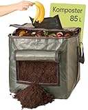 Praknu Thermo Komposter Klein 85L Platzsparend - Wetterfest 𝗘𝘅𝘁𝗿𝗮 𝗦𝘁𝗮𝗿𝗸 - Mit Belüftungs- und Einfüllklappe - Garten Schnellkomposter für Küchen- und Gartenabfälle