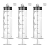 3 Stück 60ml Spritze Große Spritzen mit Kappen, Einwegspritze ohne Nadel, Luer Lock Plastikspritze, Sterile Verpackung Dosierspritze für Nachfüllen und Messen von Flüssigkeiten,Labors,Tierfütterung