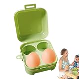 Eierbehälter mit 4 Fächern, Kunststoff, 10 x 10 x 7 cm, stoßfest und tragbar, für Kühlschrank, Camping oder Küche, kompaktes Design (grün)