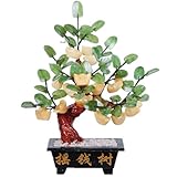 Feng Shui Ornament Künstlicher Bonsai-Baum, Jade, geschnitzter Kunstbaum mit 28 Lngots für Glück, Reichtum, kreative Simulationspflanze