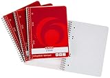 Herlitz 297515 Notizblock mit Seitenspirale, 70 g/qm, A5, liniert, 80 Blatt (4er Packung, Kariert)
