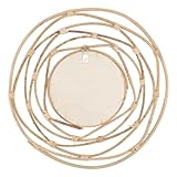 Ciieeo Gewebter Rattan Wandspiegel Handgefertigt Khaki Verschleißfest Dekorativer Schminkspiegel für Badezimmer und Wohnzimmer