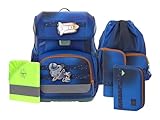LÄSSIG Schulranzen Regenhülle Light Unique School Set 7-teilig Space Blue blau