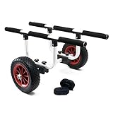 Wiltec Verstellbarer Alu Kanuwagen bis 90 kg, Transportwagen für Boote, Kanus und Kajaks, Surfwagen mit Polstern, ⌀22 cm große PU-Räder & Gurtbändern