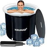 KRUMAD Eistonne 320 L – Faltbare Badewanne Erwachsene – Outdoor Kaltbad Wanne mit Pumpe, Abdeckung, Ventil & Stützrohren – Robuste PVC Eiswanne für Regeneration, Erholung & Kältetherapie