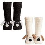 Generisch Pup Sherpa Socks,Winter Cute Thick Fuzzy Slipper Socks with Dog Ears,Cozy Warm Non Slip Home Sleeping Animal Long Stockings