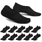 EKSHER Sneaker Socken Herren 39-42 Füßlinge Damen 10 Paar Unsichtbare No Show Sportsocken Baumwoll Kurze Halbsocken Silikonpad Rutschfest atmungsaktiv Schwarz