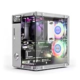 Pironman 5 NVMe M.2 SSD PCIe Mini-PC-Gehäuse für Raspberry Pi 5 mit Tower-Kühler+Doppel-RGB-Lüfter, 0,96'' OLED-Modul, Safe Shutdown, Standard-HDMI, RGB-Effekt, stylisches Design, hohe Leistung