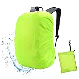 mauepersu Regenschutz für Rucksäcke Schulranzen, Wasserdichter Rucksack Regenhülle Regencape mit Reflektoren & Rutschfester Kreuz Schnallenriemen für Wandern, Camping, Radfahren (Grün, M(45L))