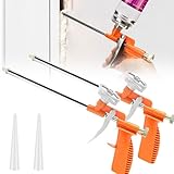 Vmxlso 2 Stück PU Schaumpistole, Bauschaumpistole aus Metall, Schaumpistole Bauschaum mit Ergonomischem Kunststoffgriff, Bauschaum Pistole für Heimwerker und Profi zum Abdichten Füllen, Orange