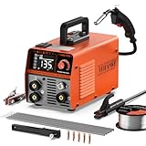 FEIFANKE MIG135 Fülldraht Schweißgerät Ohne Gas 135A 230V Synergie Elektroden Schweißgerät 3 in 1 MIG/ARC/Lift TIG IGBT Inverter Schweissgerät Mit 1.0mm Draht,MIG Schweißpistole
