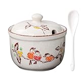 TuYines Zuckerdose Keramik,Zuckerdose mit Deckel und Löffel,Keramik Gewürzdosen,Gewürzdose mit Deckel für Zucker, Salz, Käse, Gewürze