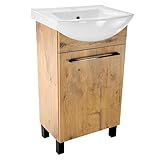 paplinskimoebel - Waschbecken mit Unterschrank 50 cm Breite, Altea Waschbeckenunterschrank mit Waschbecke Lancelot-Eiche - Bad Waschtischunterschrank, Badezimmer Unterschrank, Badezimmerschränke