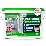 derendo Anti Schimmel Farbe weiß innen 2.5 Liter Wandfarbe Badezimmer Feuchtraumfarbe Schimmel-Stopp Langzeitschutz Schimmelentfernung 2,5l