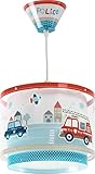 DALBER Kinderleuchte Pendelleuchte POLIZEI Deckenleuchte Kinderzimmer Kinderlampe, Blau, 26.5 x 26.5 x 21 cm