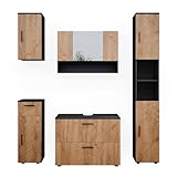 Vicco Badmöbel-Set Irma, Anthrazit/Eiche, 5 Teile