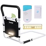 Aufstehhilfe Bett für Senioren – Bettgriff Aufstehhilfen, Bettgeländer Senioren, Verstärktes Stahlrohr mit Höhenverstellbarem Bettgalgen, inklusive Zubehör zur Sturzprävention bei Nacht und Notruff